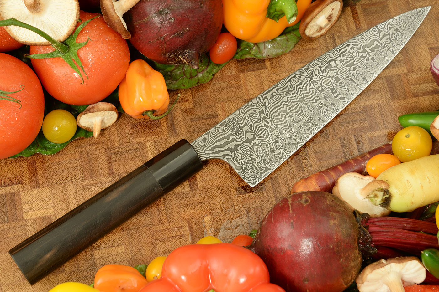 Damascus Chef's Knife (Gyuto) with Macassar Ebony - 7-1/4
