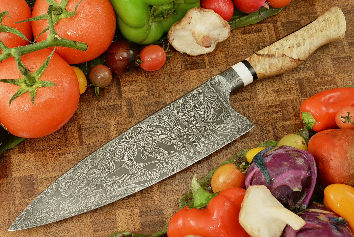 Integral S-Grind Damascus Chef's Knife (9 inches) with Dyer Oak Burl