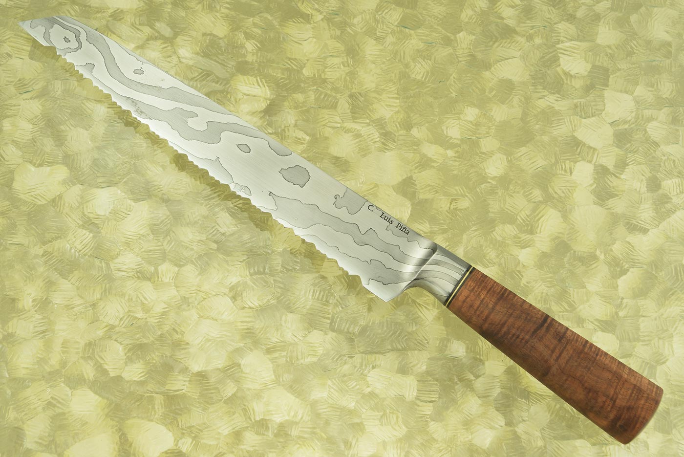 Integral Damascus Bread Knife (10-3/4 in.) with Curly Koa