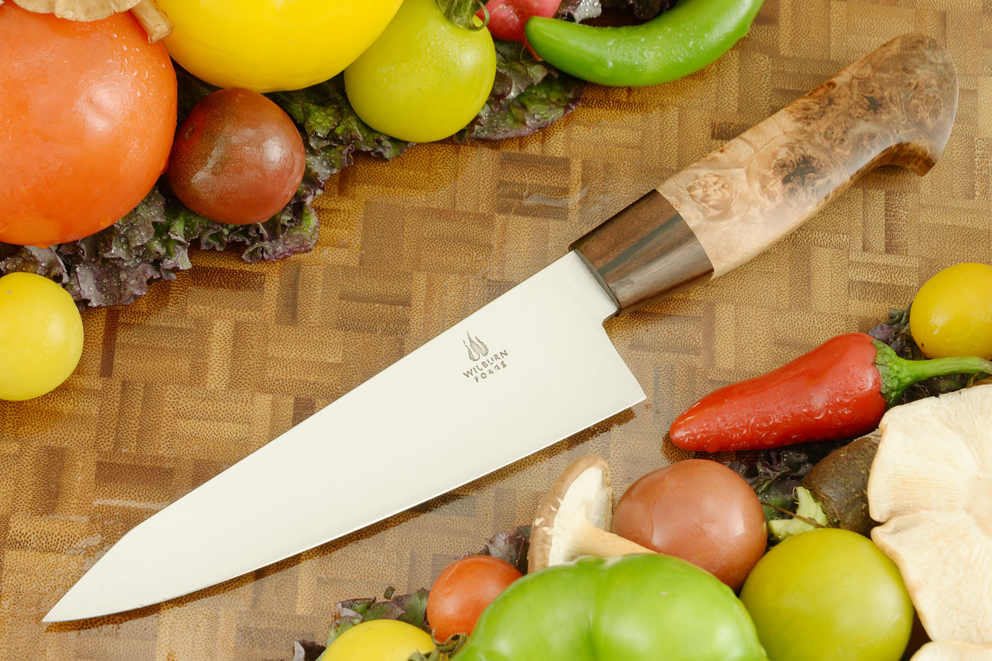 Chef's Knife (Kiritsuke Gyuto) with Maple Burl (6-1/2 inches)