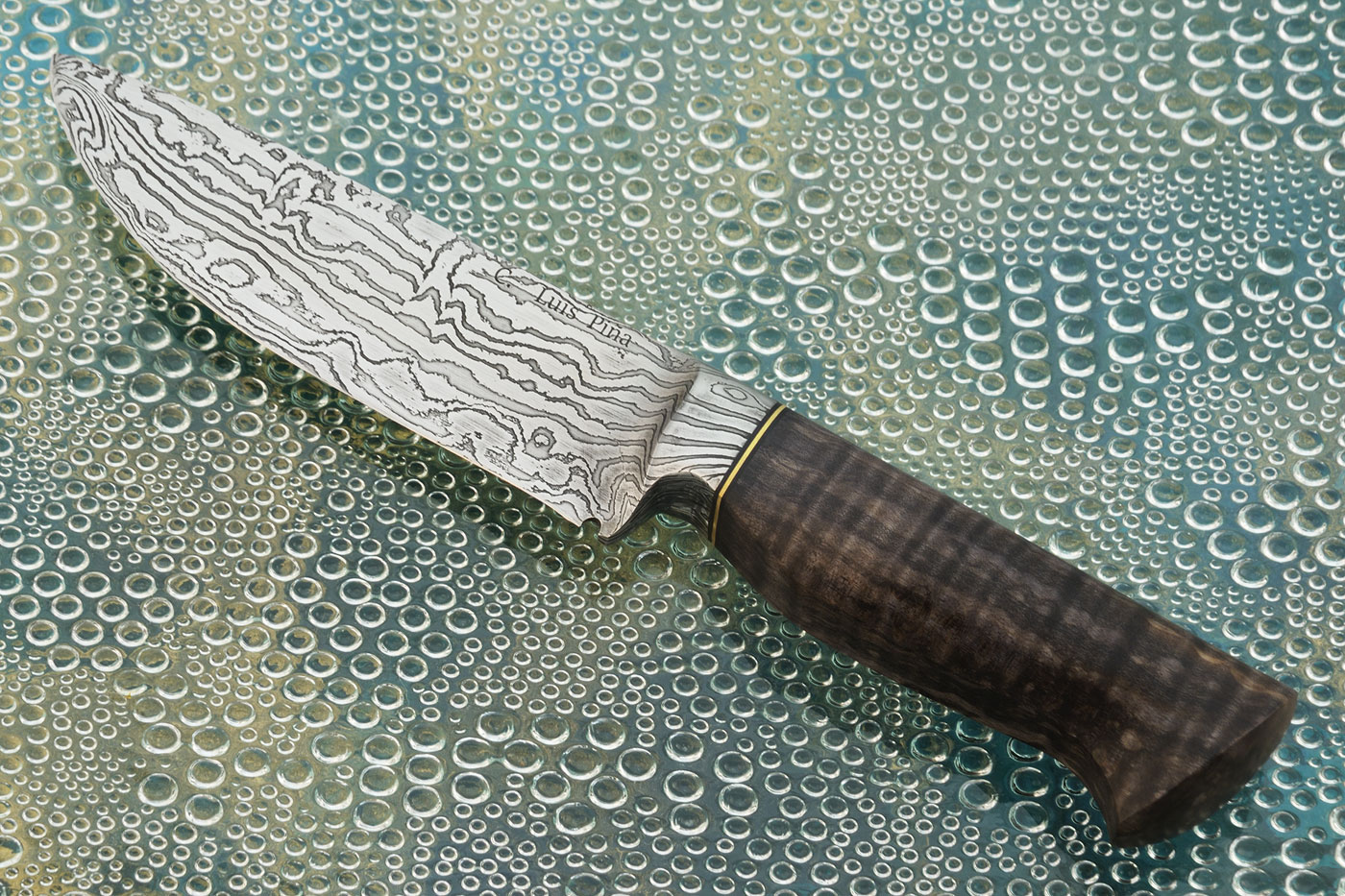 Integral Damascus Drop Point Hunter Black Curly Maple