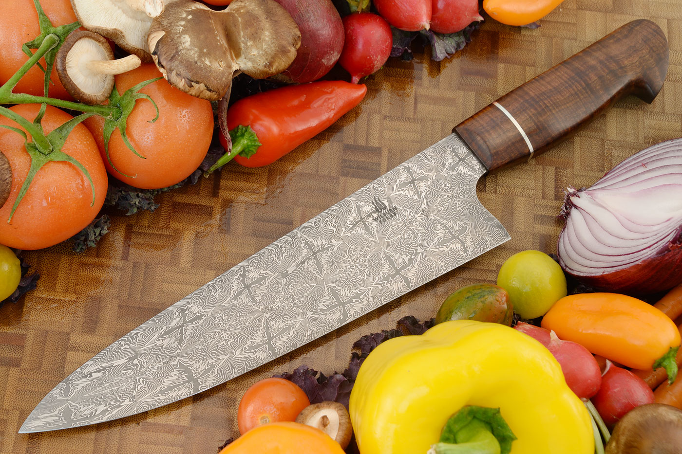 Mosaic Damascus Chef's Knife (9-3/4 in.) with Ringed Gidgee