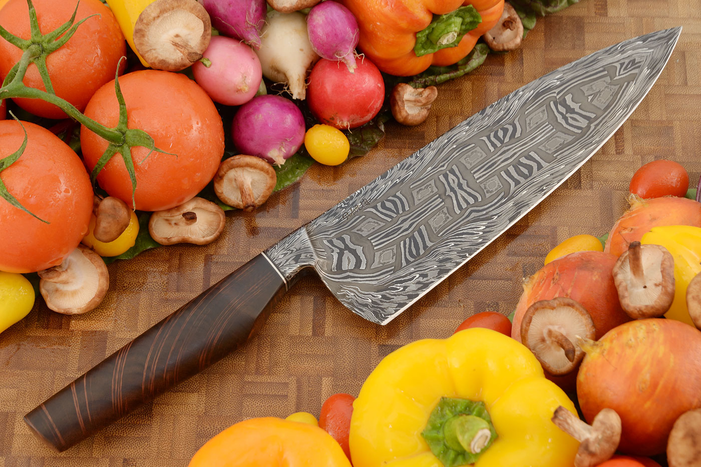 Integral Damascus Chef's Knife (8.1 in) with Beefwood