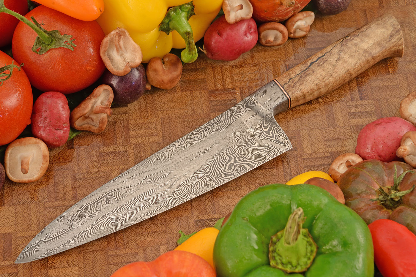 Integral Damascus Chef's Knife (7-2/3 in.) with Spalted Maple Burl