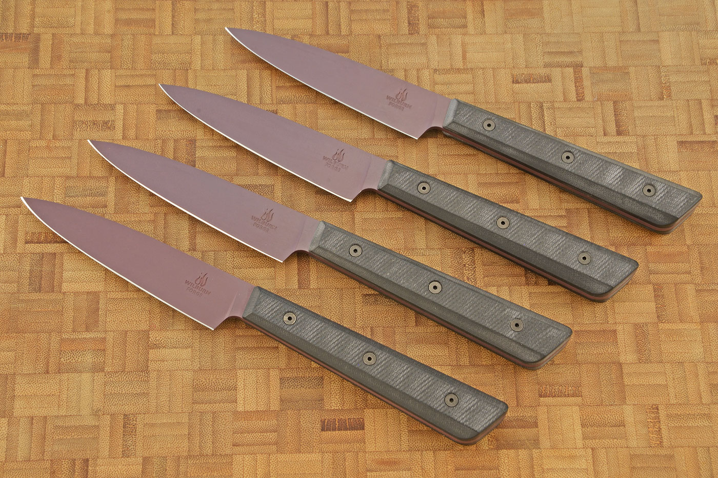 Steak Knives (Set of 4) with Black G-10 - Burgundy