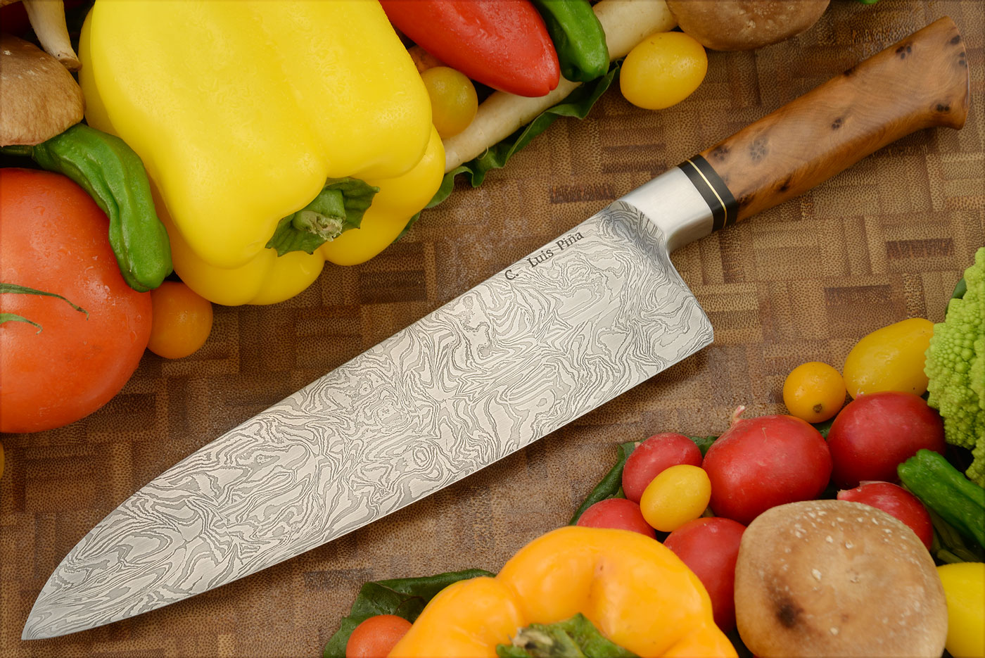 Integral Mosaic Damascus Chef's Knife (8 in.) with Thuya Burl