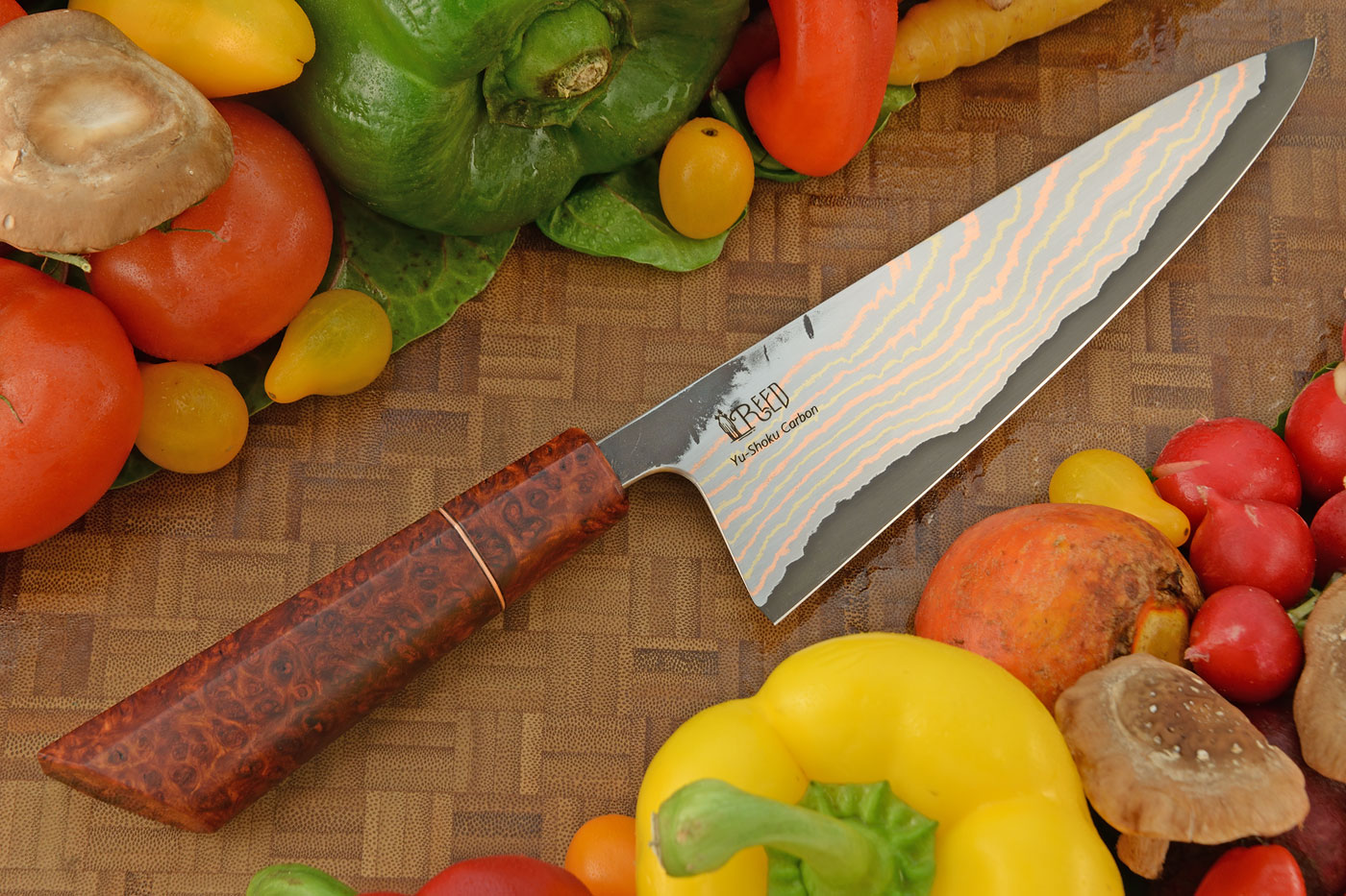 Chef's Knife with Amboyna Burl (8-1/8 inches) - Yu-Shoku