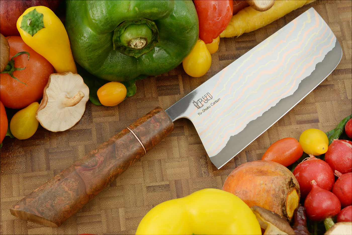 Nakiri Chef's Knife with Madrone Burl (6 in) - Yu-Shoku