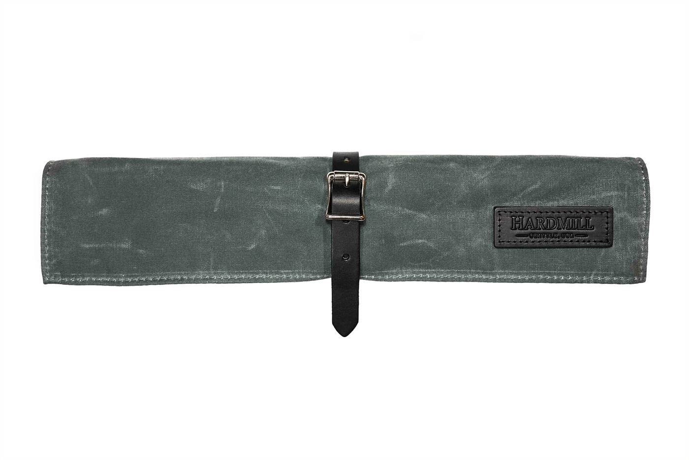 4 Pocket Waxed Canvas Compact Knife Roll with Leather Trim - Charcoal (CK-WC-CBH)