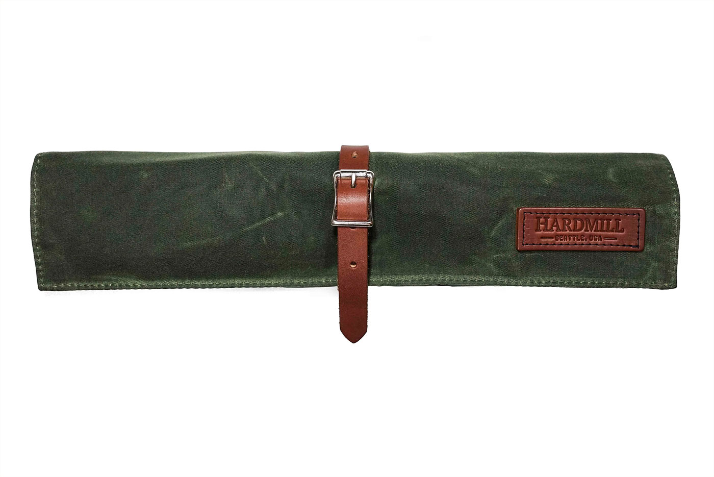 4 Pocket Waxed Canvas Compact Knife Roll with Leather Trim - Olive (CK-WC-OL)
