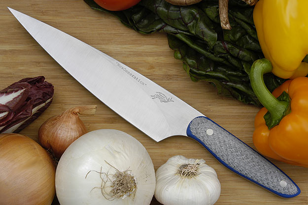 HCK Chef's Knife with Silver Twill and Blue G10 - 8 in.