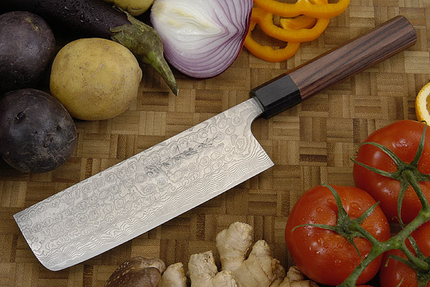 Asai PM Damascus Vegetable Knife - Nakiri - 6 3/4 in