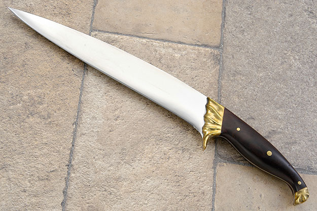 Carving Knife with Carved Brass Bolsters