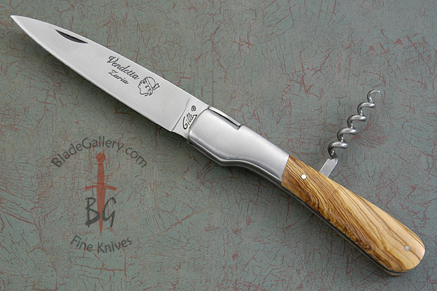 Vendetta Picnic Knife with Corkscrew and Olive Wood