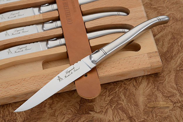 Laguiole Steak Knives, Set of 6 - Brushed Stainless