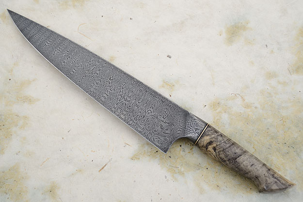 Chef's Knife with Spalted Buckeye Burl and Damascus (9.9 in.)