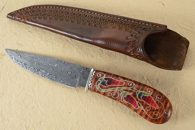 Santa Fe Belt Knife with Maple and Silver Wire Inlay