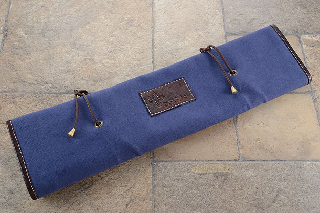 8 Slot Canvas Leather Tie Knife Roll - Blue (CT102)