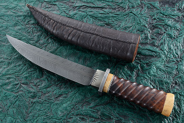 Trailing Point Tanto with Fluted Ironwood Burl and Sea Cow