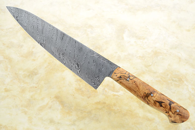 Chef's Knife with Spalted Maple and Twisted Damascus (8 in)