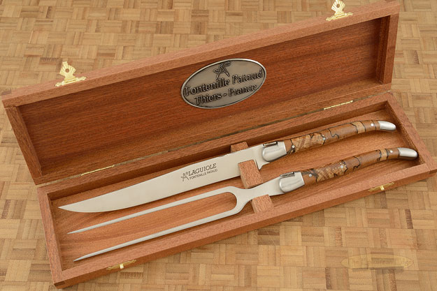 Laguiole Forged Carving Set with Spalted Beech