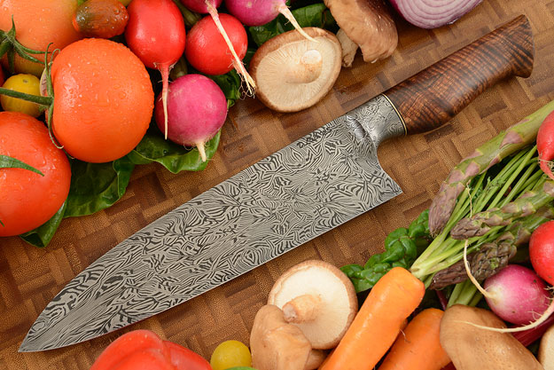 Chef's Knife (9 in.) with Curly Koa and Integral Mosaic Damascus