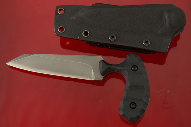 Modified Tanto Push Dagger with Carved Black G10