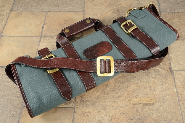 17 Slot Canvas Knife Bag with Leather Trim - Abalone (CK106)