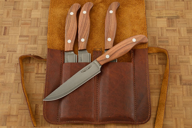 Gatsby Steak Knife with SG2 Stainless Damascus San Mai and Santos Rosewood (Set of 4)