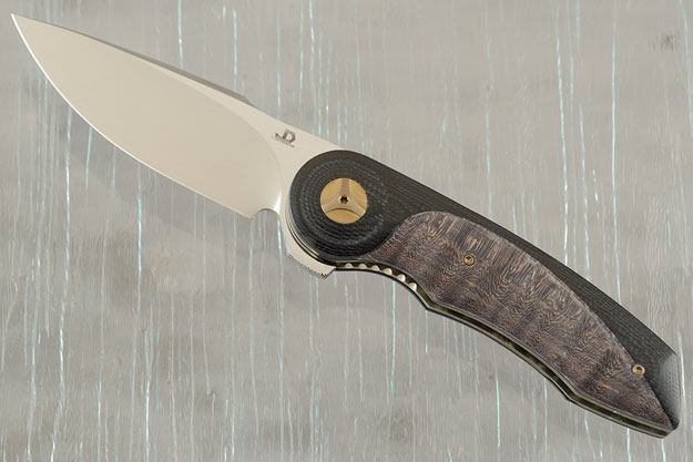 Gold Mini with Black G10 and Curly Maple Burl (IKBS)