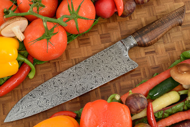 Chef's Knife (9-1/2 in.) with Curly Koa and Integral Mosaic Damascus
