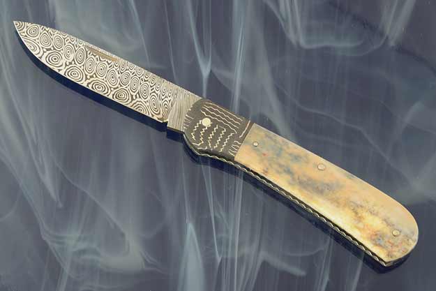 Damascus Slip Joint with Ancient Walrus Ivory
