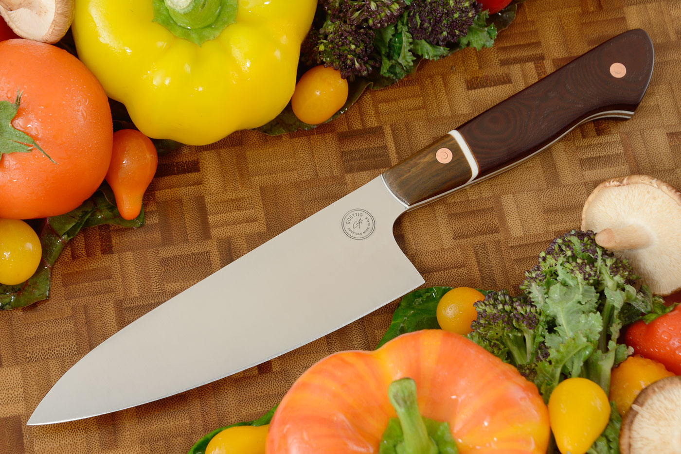Chef's Knife (6-1/4 in.) with Burgundy Micarta, Lignum Vitae, and Carbon Steel